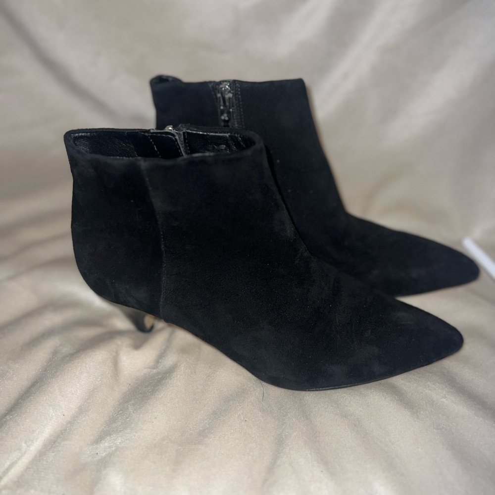 Sam Edelman Black Suede Kitten Heel Ankle Booties